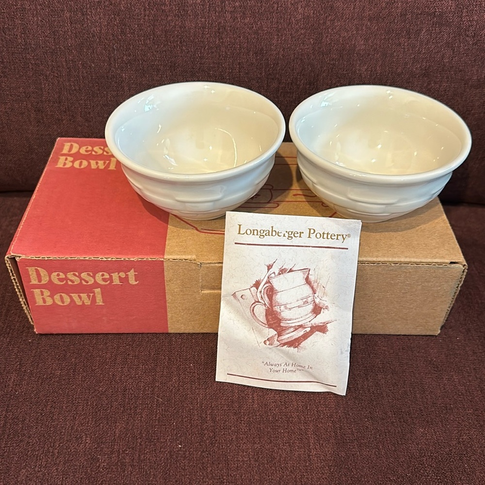 Longaberger Ivory Dessert Bowls - Set of 2 - USA made
